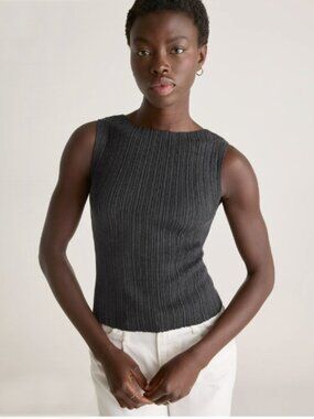 NWT Quince Cotton Cashmere Ribbed Tank Charcoal Gray